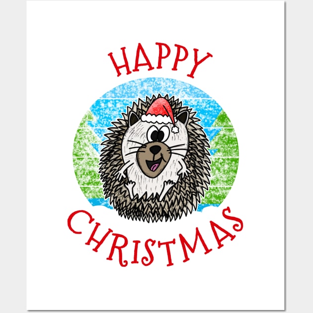 Christmas Hedgehog Wildlife Xmas 2022 Wall Art by doodlerob